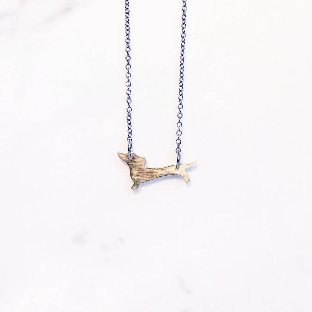 Sausage Dog • Necklace, Gold + brass