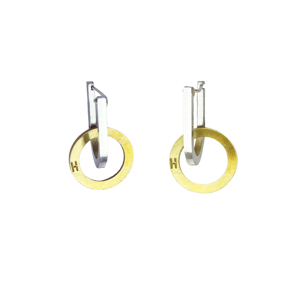 Circle Link Cloud Chain • Earrings, silver + aluminium + brass