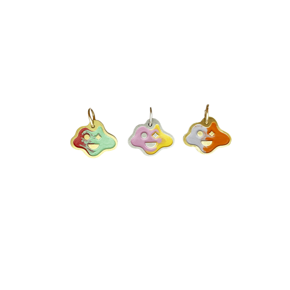 Smiley Cloud Enamel • Charm (berlock), Orange/grey sky