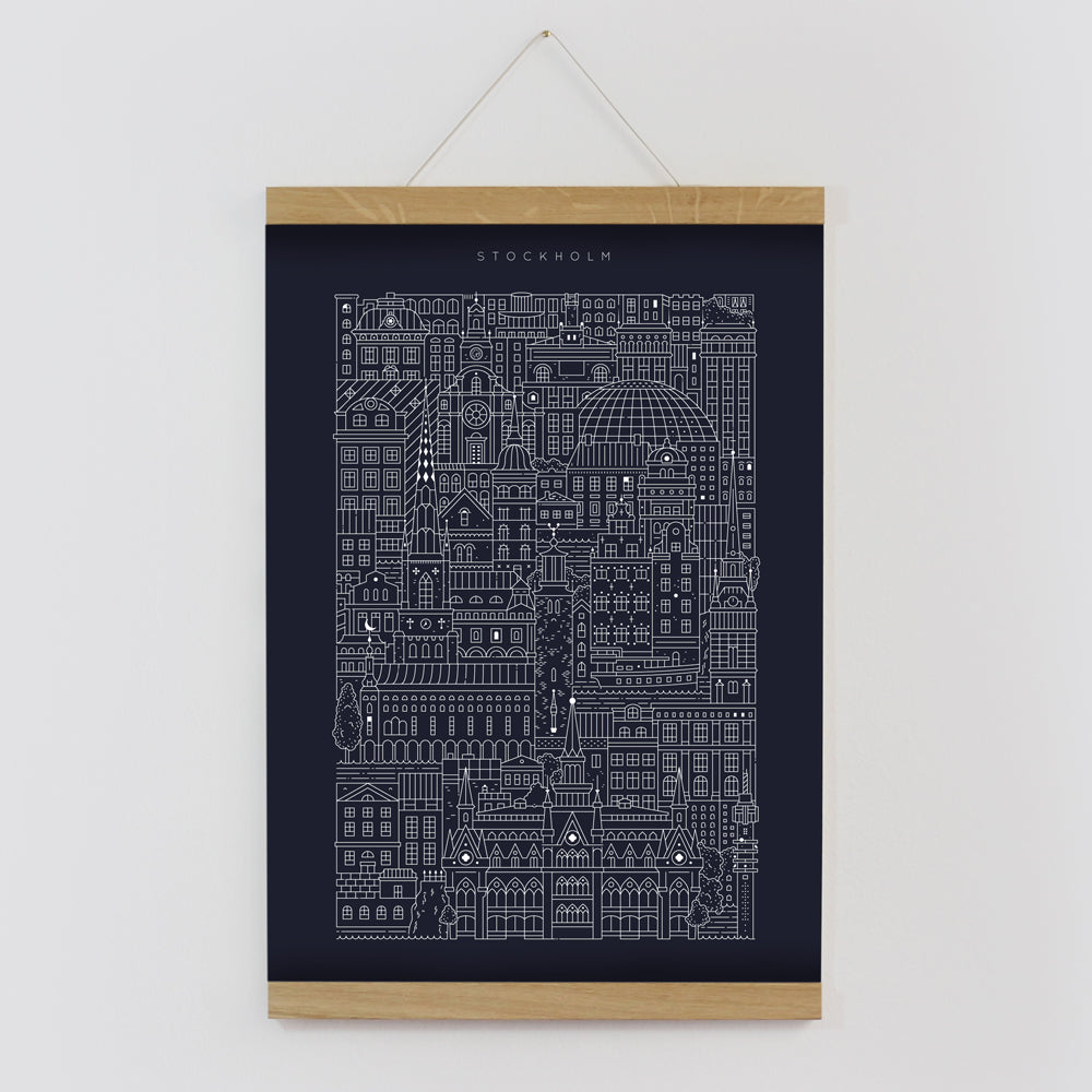 Stockholm Poster, Blue • The City Works