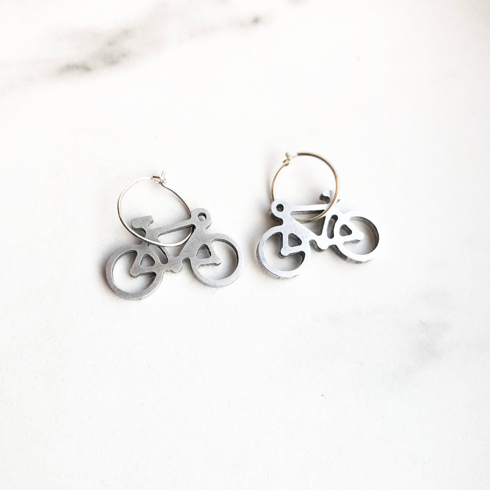 Bicycle • Earrings silver + aluminium