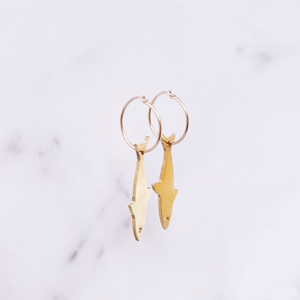 Jaws • Earrings, gold + brass