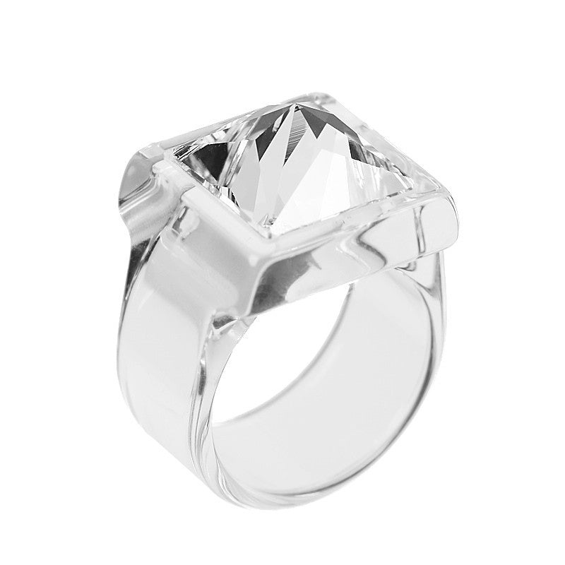 SATELLITE PYRAMID, Transparent Silver, ring